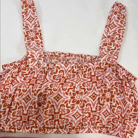 Roxy Pink and Rust Printed Crop Top - Picture 3 of 4